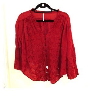 Free People Blouse // Dark Rust Red